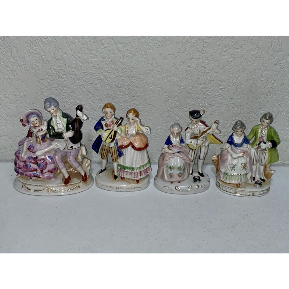 VTG Occupied Japan Porcelain Figurine Lot‎ 4 Colonial Victorian Couples Courting